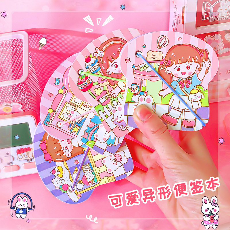 Cartoon Cute Girl Bandaged Alien Sticky Note Book Elementary School Colorful Page Vocabulary Book Pocket Mini Notebook