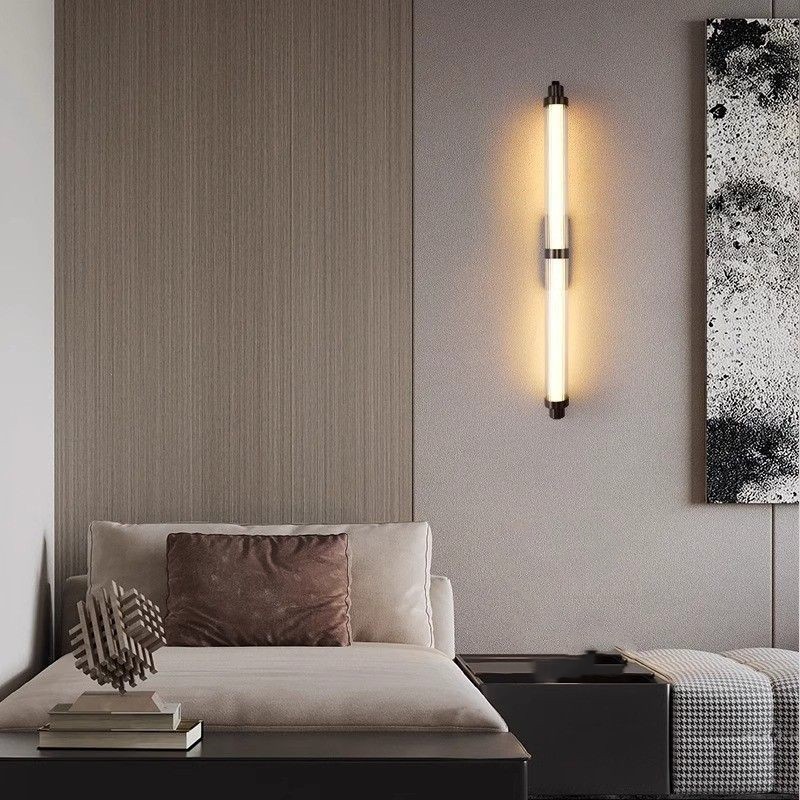 lámpara de pared corredor fondo cabecera de la cama villa minimalista luz diseñador de sala de estar lámpara de pared larga moderna posmoderna fondo pared larga