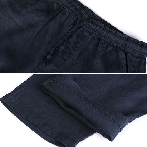 High-end 100% Pure Linen Men's Summer White Trousers Loose Straight Leg Cotton-Linen Material Casual Pants