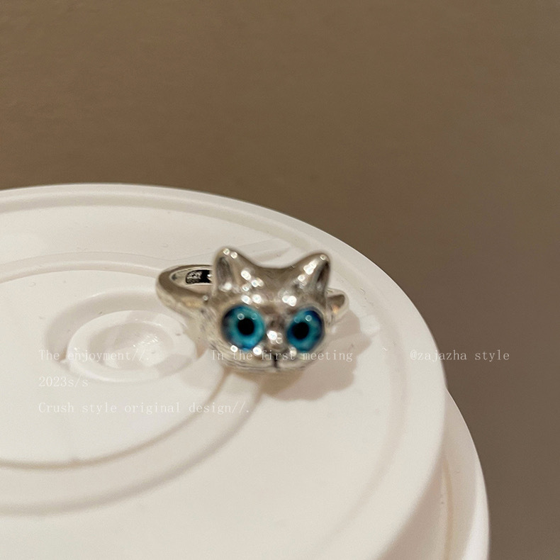 Divertido pequeño monstruo anillo grandes ojos salchicha boca dedo índice anillo dulce fresco dibujos animados lindo novias pareja anillo joyería
