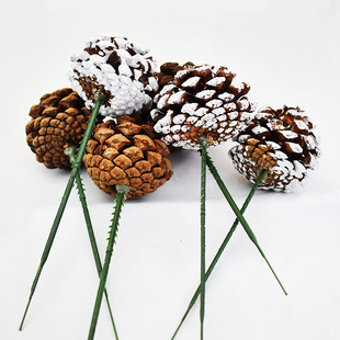 Iron Pole Flower Arrangement Pine Cone Christmas Wreath Accessories Christmas Decoration Christmas Tree Accessories Local Pine Cone Dipped in White