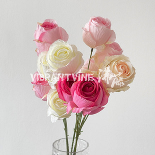 3 head snow mountain rose artificial flower home wedding decoration fake flower wholesale indoor living room flower arrangement silk flower handmade flower