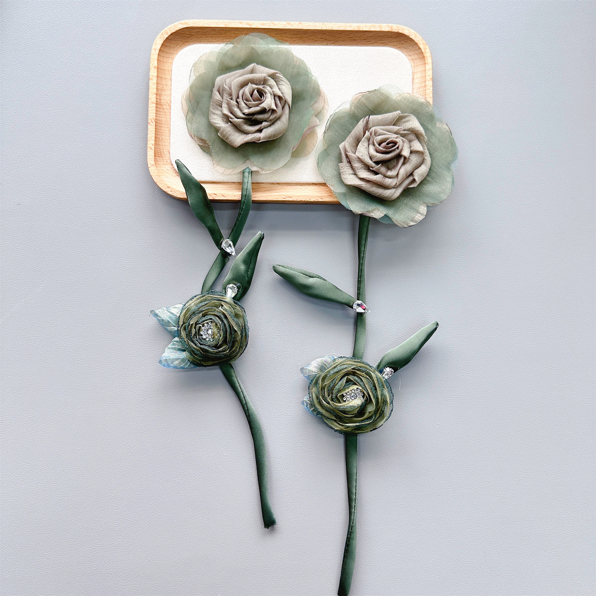 Hijo de malla coreano hecha a mano multicapa decoración floral estereoscópica decalcas de flores de dos colores vestido accesorios de ropa infantil