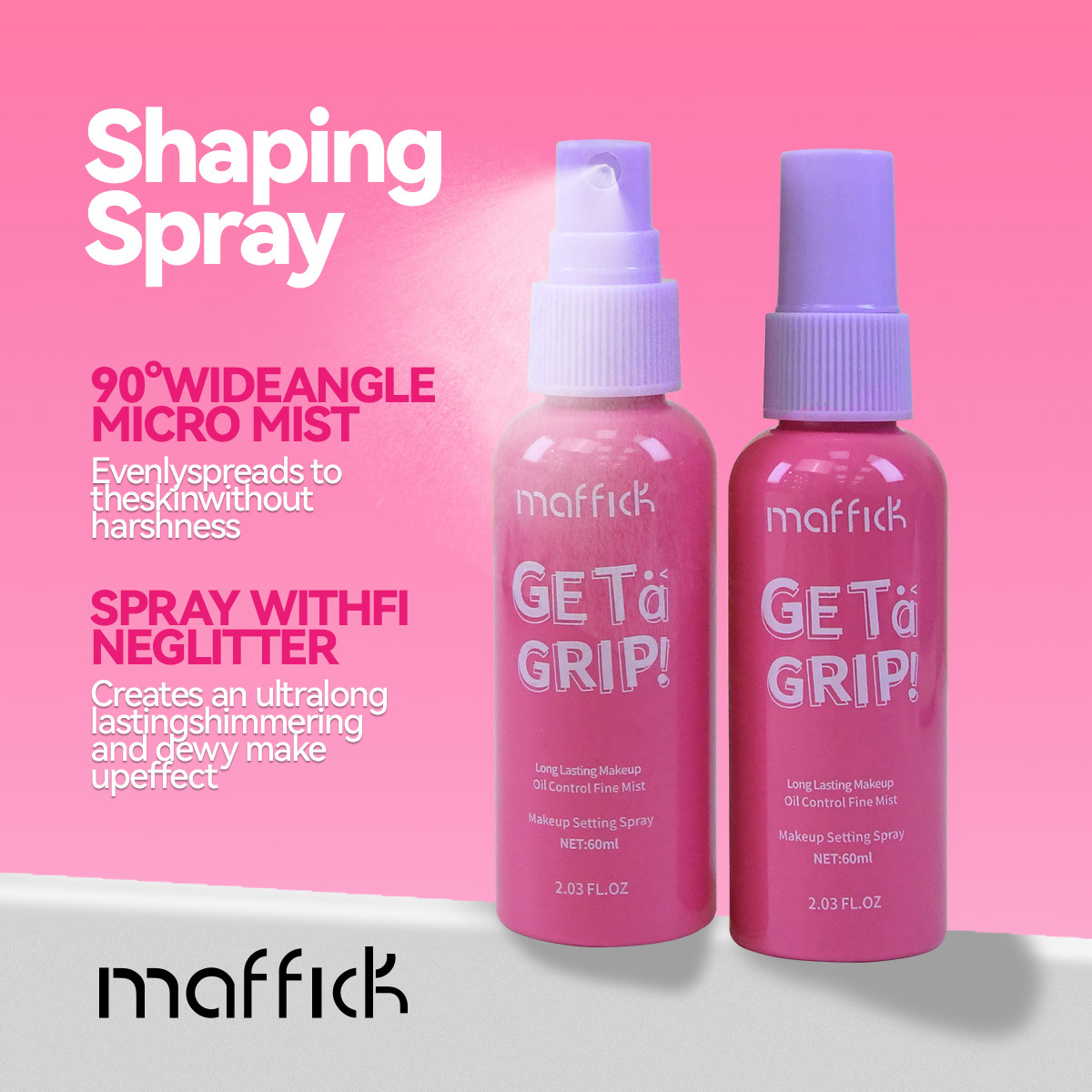 MAFFICK aerosol de maquillaje con sabor a sandía transfronterizo seco, hidratante, control de aceite, eliminación de maquillaje, duradero, impermeable y resistente al sudor, portátil 60ml