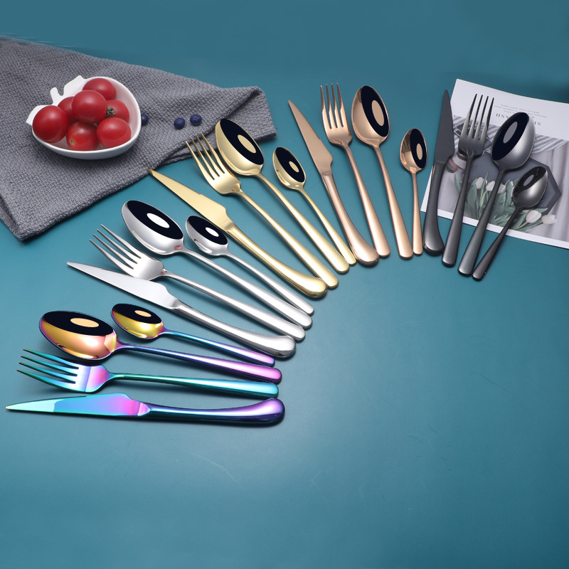 French elegant 304 stainless steel cutlery knife and fork spoon thickened steak knife and fork hotel western tableware suit wholesale