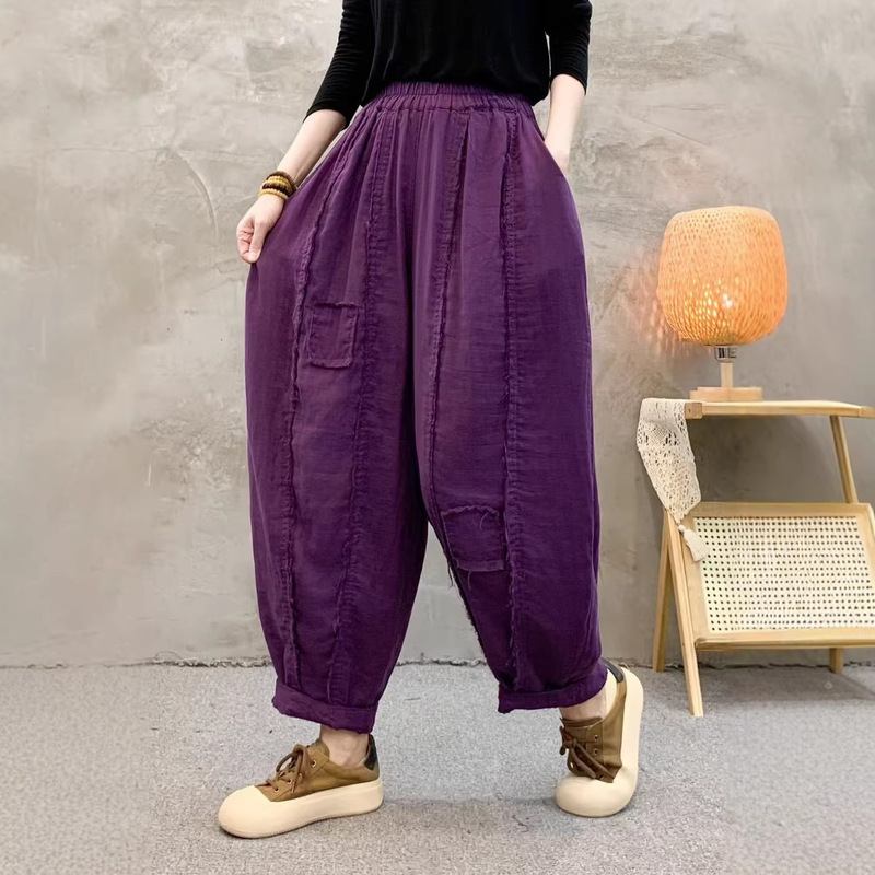 Double-layer Cotton Yarn Wide-width Harlan Pants 1596