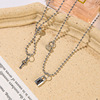 Brand retro space necklace hip-hop style for beloved, rainbow pendant, chain for key bag , Korean style