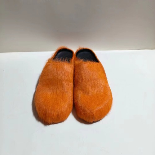 2024 foreign trade new style Baotou horse hair slippers autumn and winter trendy outer wear thick-soled platform shoes large size indoor versatile shoes