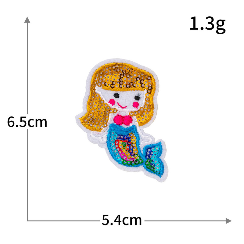 マーメイドスパンコール刺繍ヒトデ貝クラゲコンピュータ刺繍漫画刺繍布ステッカーバック接着剤パッチ卸売|undefined