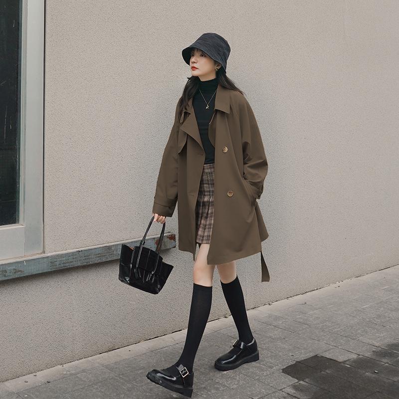 Real Shot of Coffee-Colored Trench Coat for Women, Petite Size, Spring and Autumn 2026 New Style, High-End Feel, Trendy Mid-Length Coat This Year