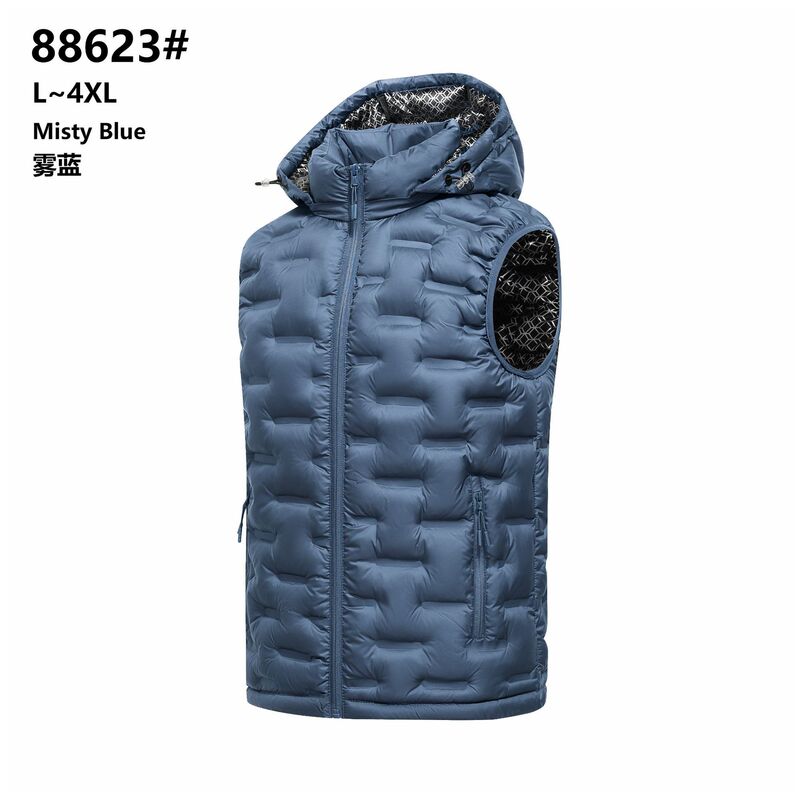 New large-size cross-border casual down cotton vest for outdoor use, men's hooded vest for young and middle-aged individuals, cotton jacket vest New large-size cross-border casual down cotton vest for outdoor use, men's hooded vest for young and middle-aged individuals, cotton jacket vest