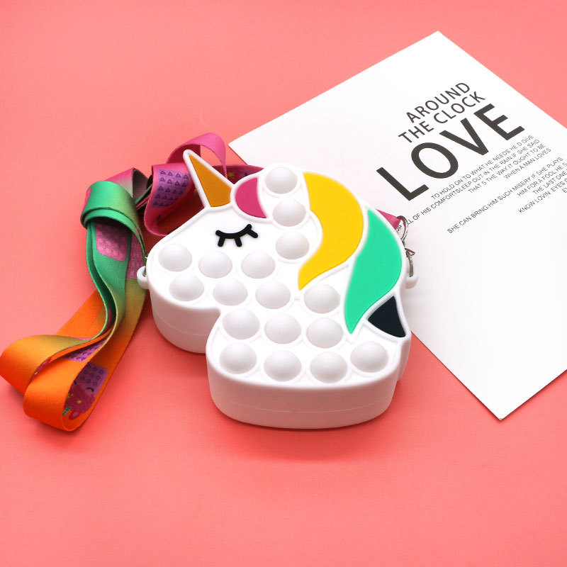 Ratón asesino pionero moneda monedero bolso de los niños de dibujos animados lindo presionando bolsa de silicona unicornio hombro crossbody gato bolsa