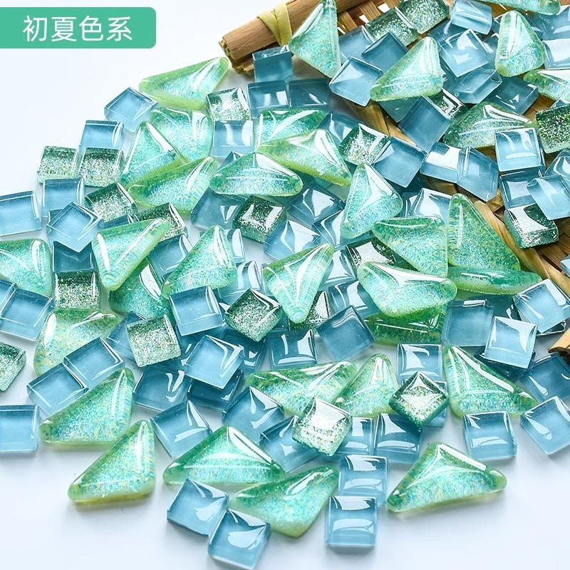 200克diy多元闪粉马赛克集合水晶自由石玻璃儿童手工材料颗粒|undefined