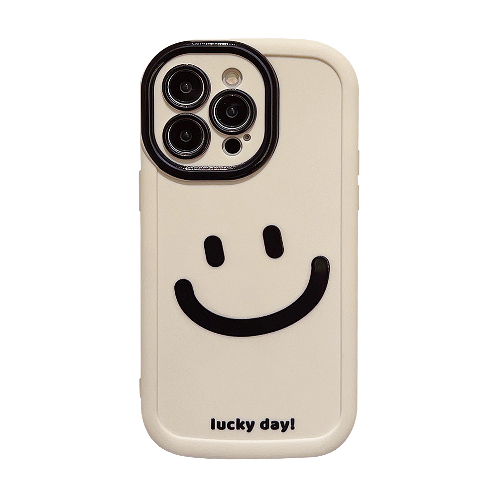 Funda Apple 16 estilo graffiti simple, sonrisa, silicona completa protectora, coreano