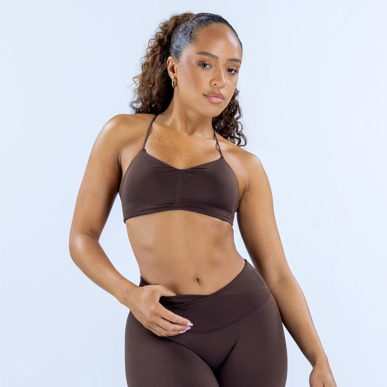 Completo yoga cross bra set donna seamless yoga set due pezzi_voghion.com