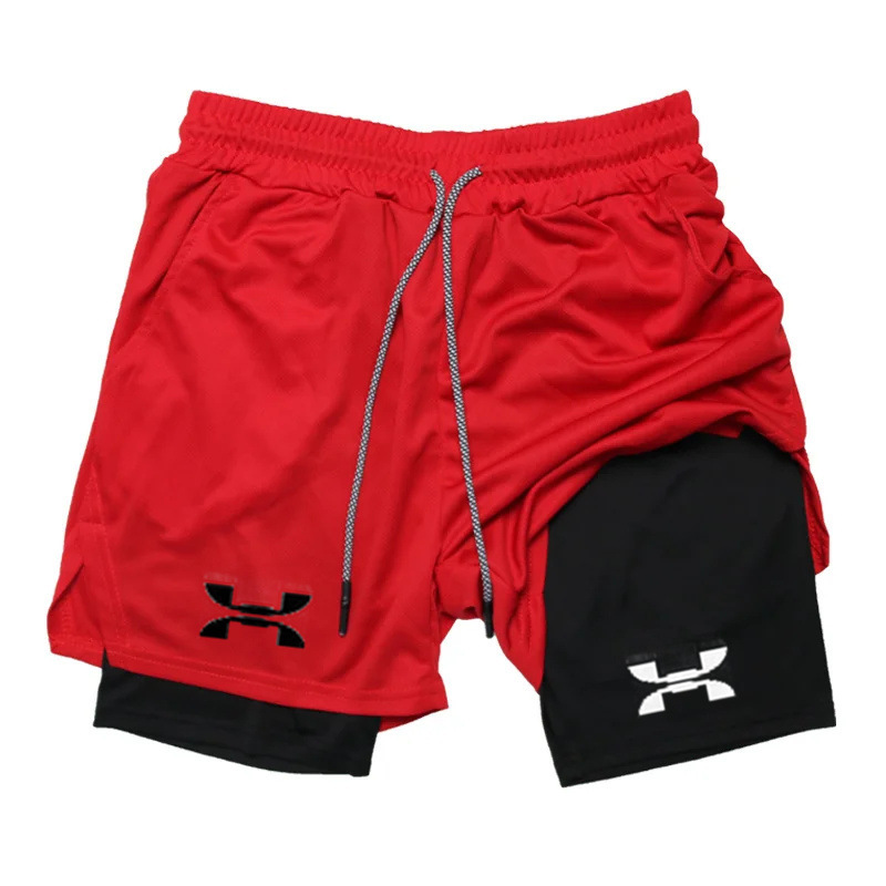 New Men's Running Shorts Gym Sports Shorts 2 in 1 Quick-Drying Training Gym Suitable for Summer Shorts