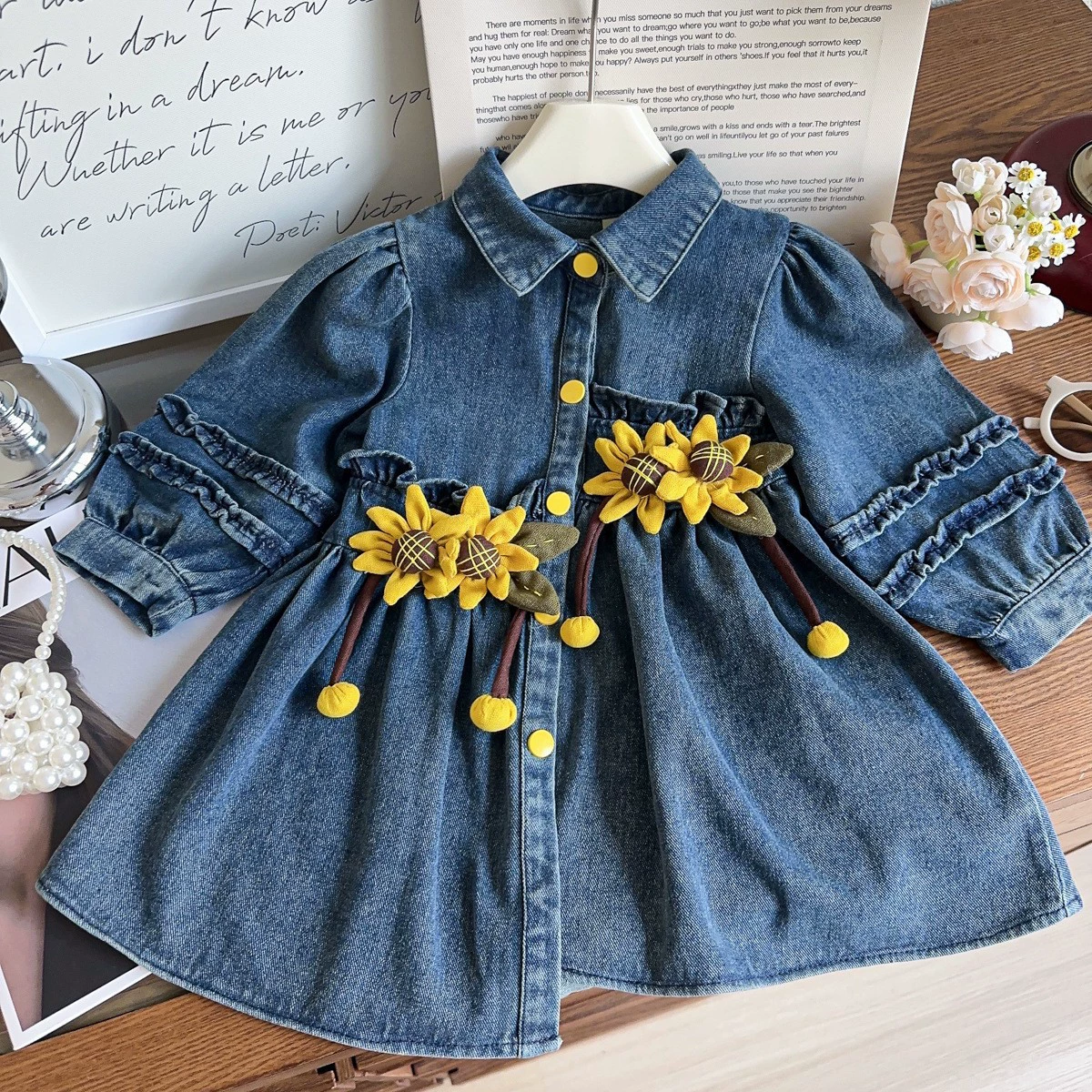 Джинсовая демисезонная детская куртка с длинным рукавом, ретро trench coat, семейный стиль, западный стиль