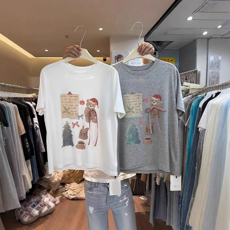 Extras Size 120.00kg Designer T-Shirt Short-sleeved Women's Summer Sweet Style Pullover Loose All-match Slimming Age-reducing Top