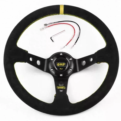 In-Stock Wholesale Omp Black Suede Deep Concave Classic Racing Steering Wheel Car Steering Wheel