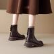 Stretch Thick-soled Short Boots for Women 2024 New British Style Boots Back Zipper Slim Brown Autumn and Winter Super Hot Women's Boots