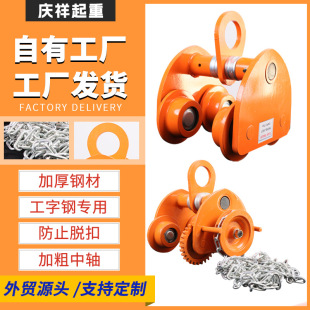 Hand push sports car 1 t2t3t5t I-steel pulley monorail trolley chain hoist monorail crane