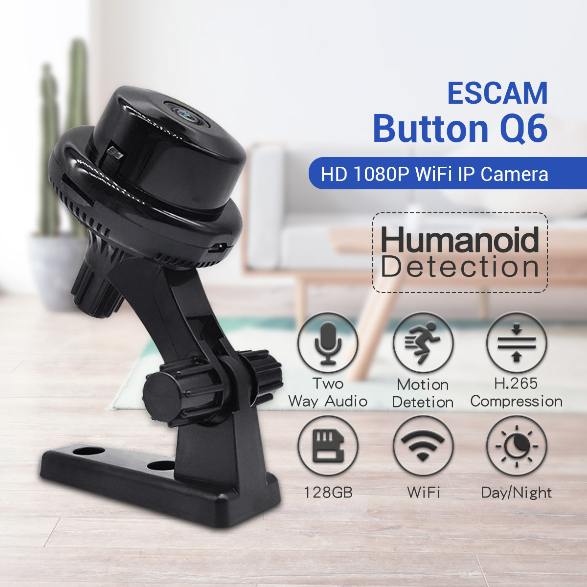 ESCAM Q6 红外监控 网络摄像头 双向语音支持TF卡 监控摄像机