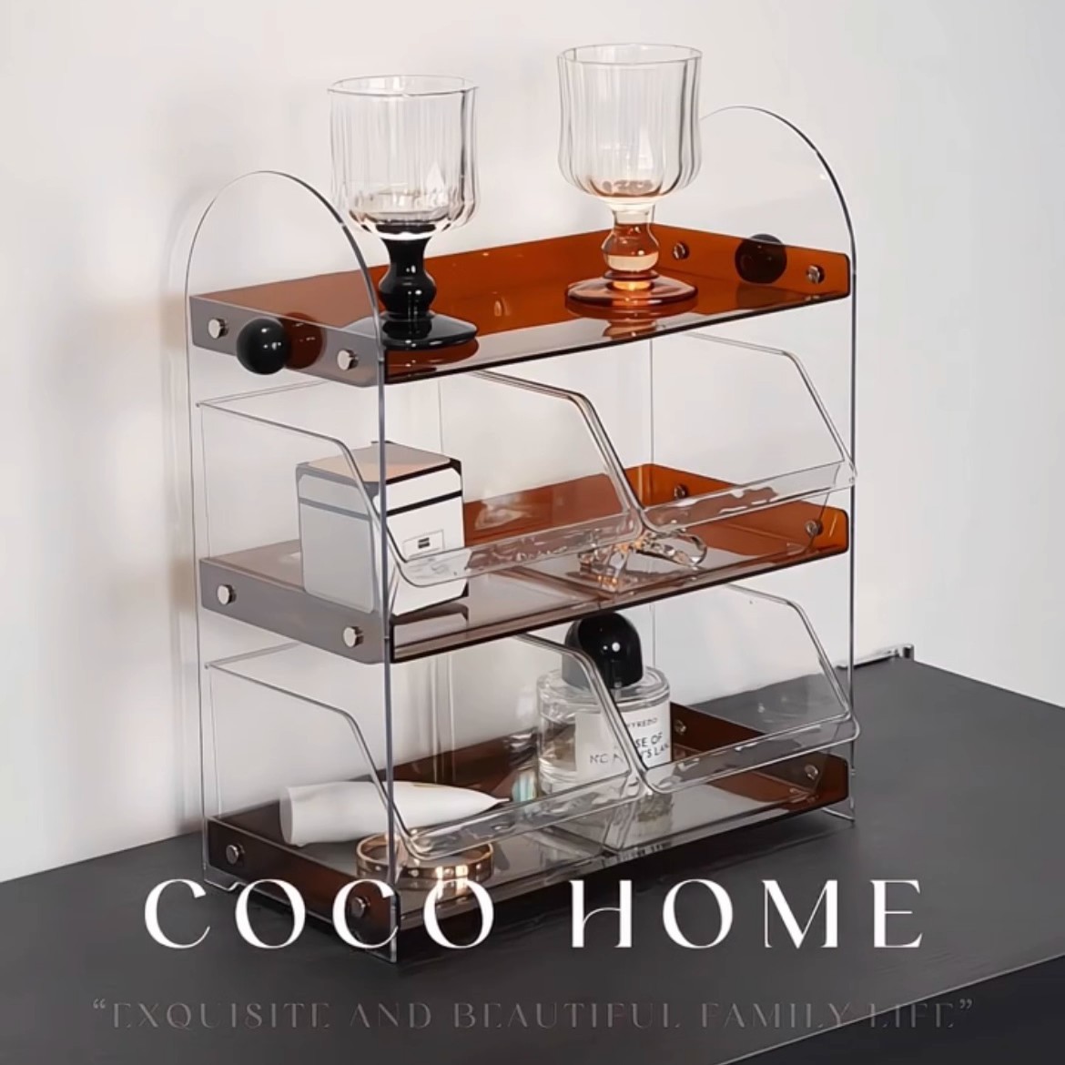 Cosmetics Storage Rack, Desktop Cosmetics Storage Rack, High-End Cup Holder, Water Cup Storage Rack, Tea Bag Storage Box