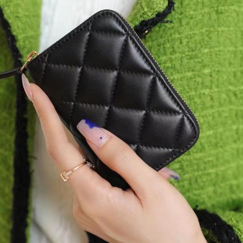 Granny Xiang lujoso rango pequeño viento de moda de piel de oveja tarjeta de crédito caja de tarjetas de visita bolsa de cambio bolsa de tarjetas transfronterizas