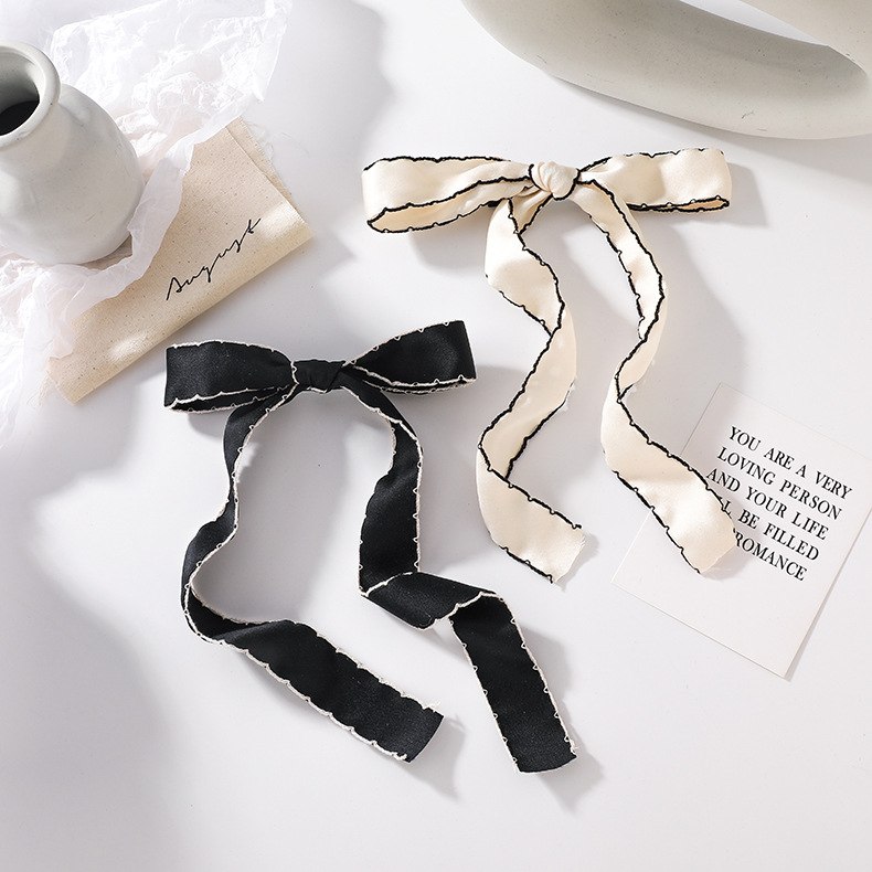 Korean Cute Black And White Retro Bow Hairpin display picture 7