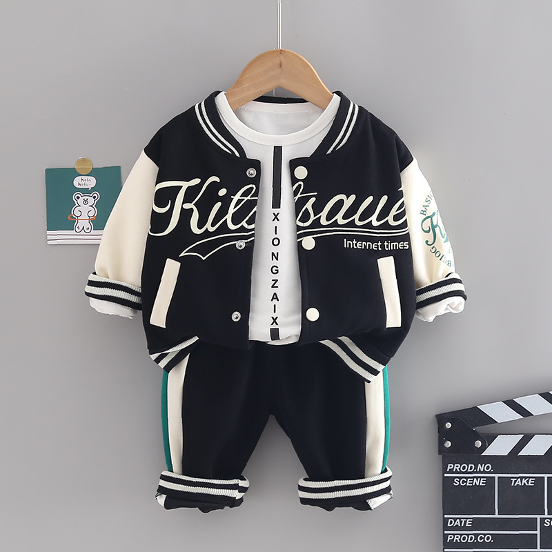 Kinder-Baseballanzug, Strickjacke, Herbst-Langarm-Freizeitsportbekleidung, Kinderkleidung, Baby-Set,_voghion.com