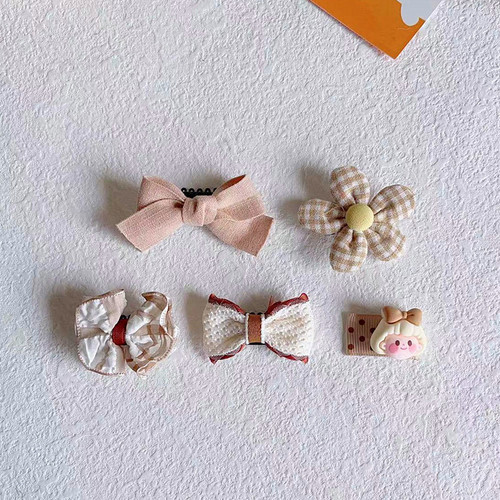 New milk coffee color baby hair clip, baby hair accessories, cute bow edge clip, small hair volume, light hair clip
