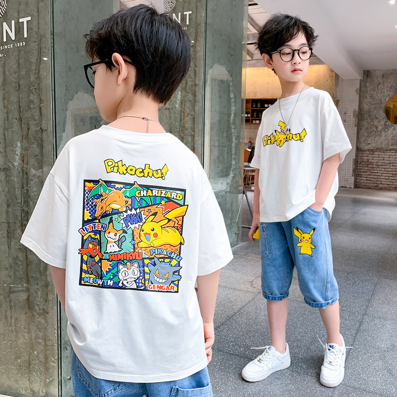 Boys short-sleeved T-shirt 2021 summer n...