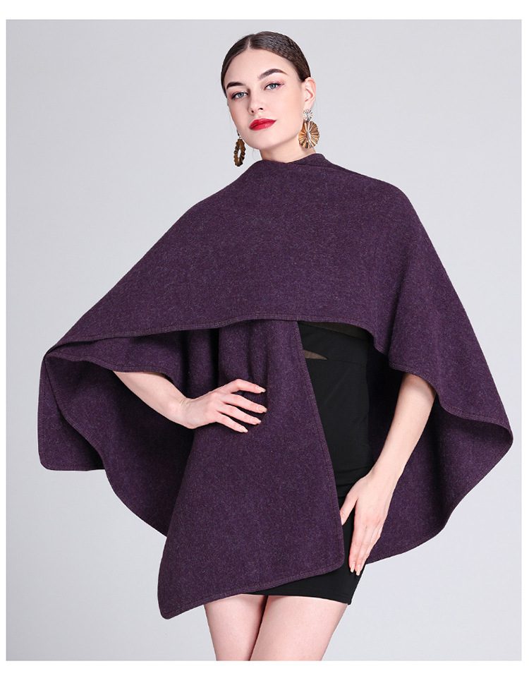 Fashion cape cape with cape outside large size knitted cardigan loose coat women_voghion.com