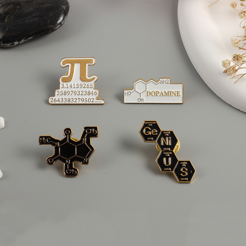 Chemical Molecule, Letter Pattern Unisex Gender Simple Style Pin Chemical Molecule Letter Alloy Unisex Brooches