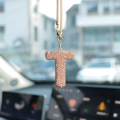 Car hanging rearview mirror pendant pendant - t-champagne-letter-car-pendant