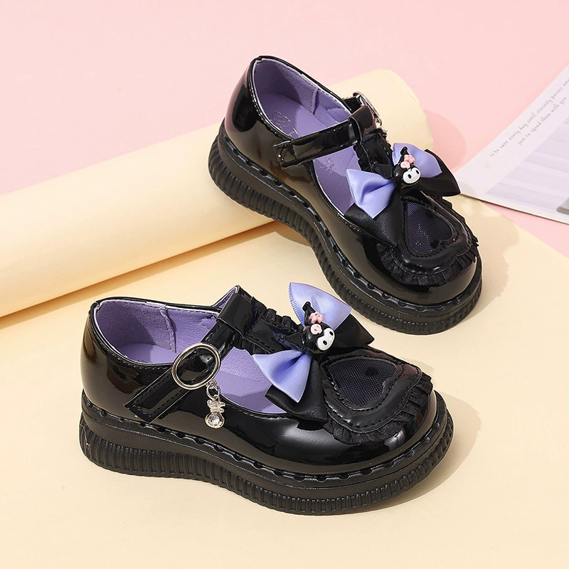 Кожаные туфли для девочек, туфли принцессы на плоской подошве, весенне-летние черные мягкие подошвы, универсальные детские маленькие кожаные туфли для маленьких девочек, новый стиль 2025 года