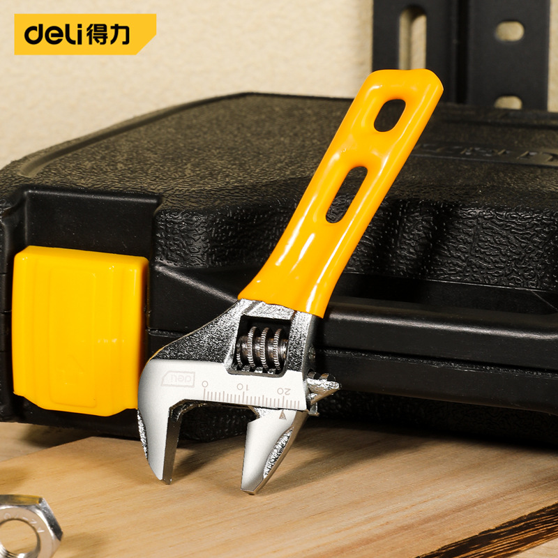 得力工具 光柄大开口扳手多功能安装水龙头专用卫浴万能活口扳子