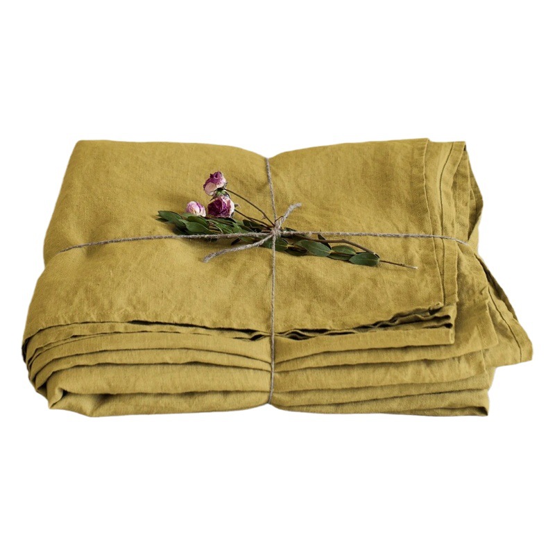 Sábana de lino puro lavado de una sola pieza para comercio exterior, sábana de lino de lujo de color liso y tejido liso para venta directa.