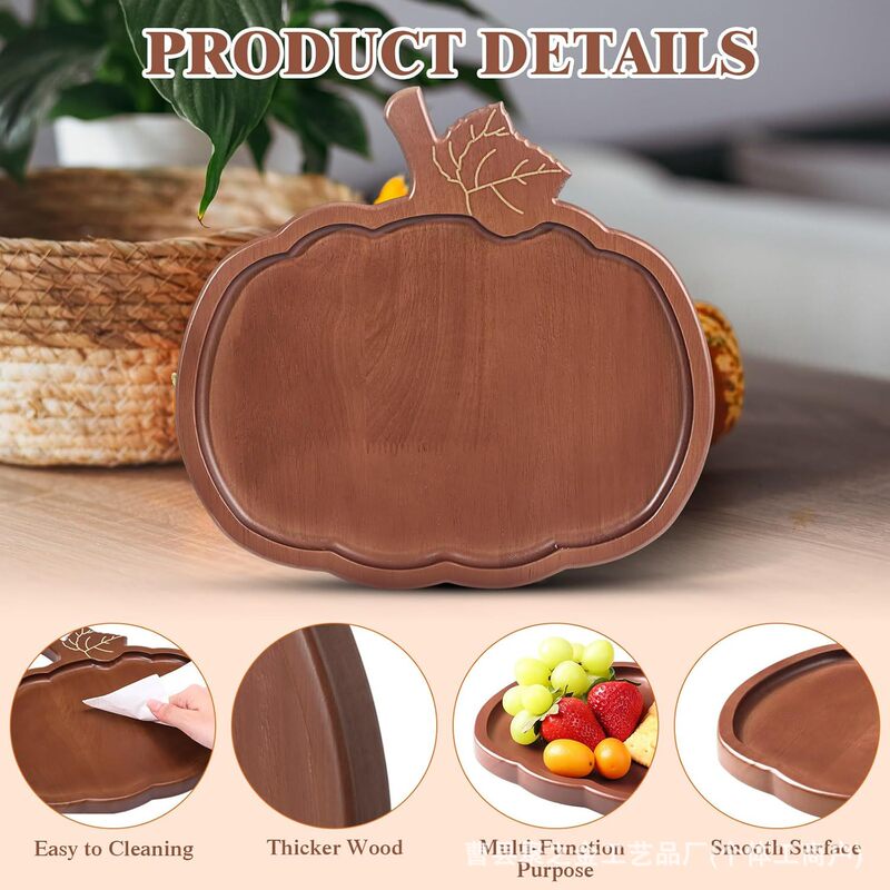 Cross-border wooden Halloween pumpkin-shaped tray, holiday party candy and snack wooden tray, desktop decoration tray Cross-border wooden Halloween pumpkin-shaped tray, holiday party candy and snack wooden tray, desktop decoration tray