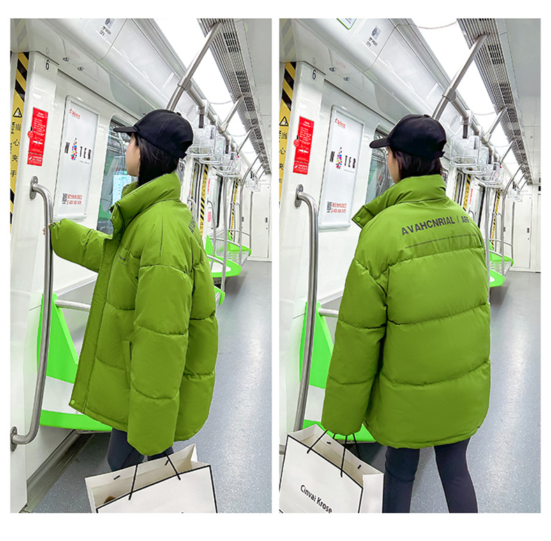 Women's Down Coat Mid Length Standing Collar Thickened Bread Style_voghion.com