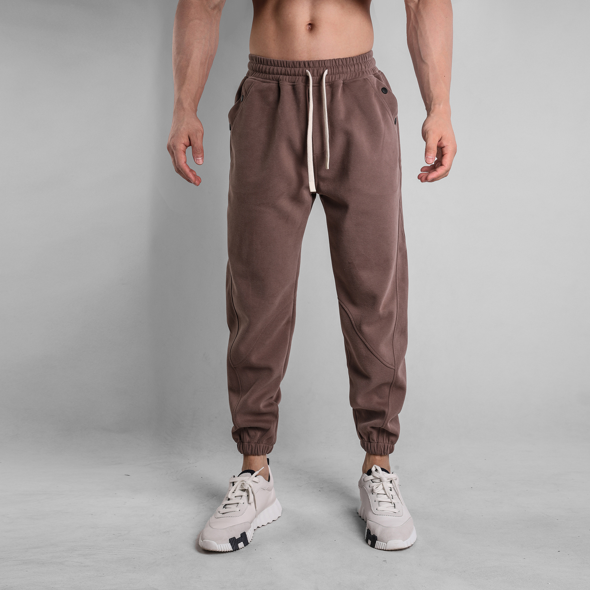 Usar Pantalones deportivos hombres marca de moda suelta correr fitness cropped Pantalones chinos compuesto de algodón transpirable deportes entrenamiento nuevo