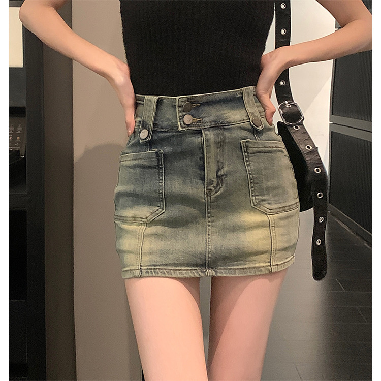 Hot Girl High Waist Skirt Vintage Denim Skirt Women's Spring Anti-Light Skirt Skirt Skirt Small Hip Skirt Hot Girl High Waist Skirt Vintage Denim Skirt Women's Spring Anti-Light Skirt Skirt Skirt Small Hip Skirt
