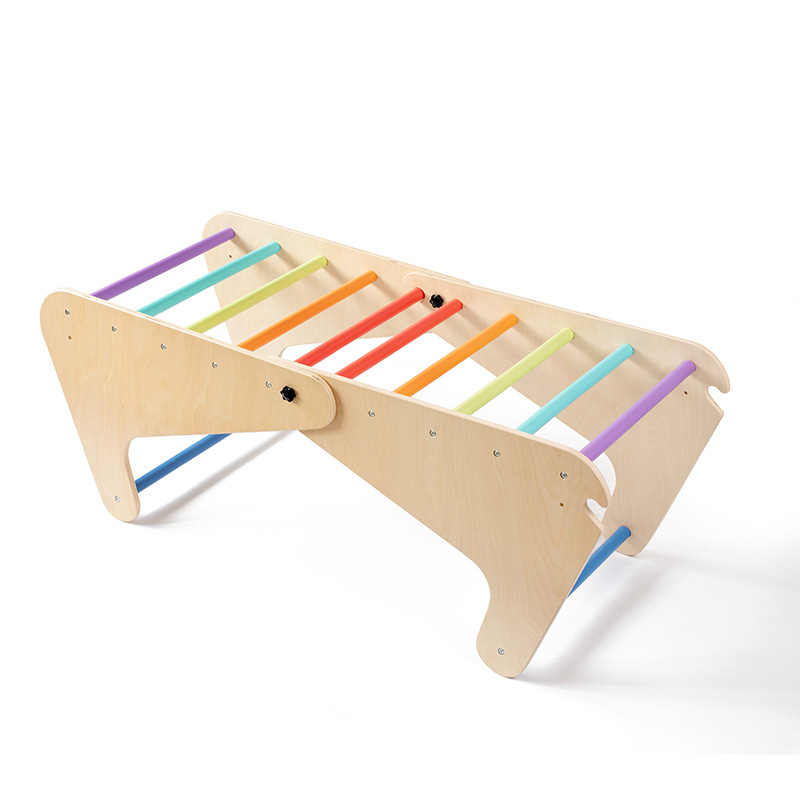 Soporte de escalada de madera para niños, soporte de escalada de entrenamiento de integración sensorial para bebés, soporte de escalada interior para bebés, tobogán, juguetes combinados