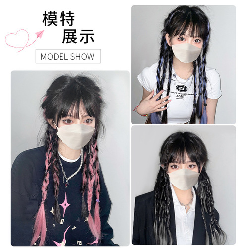 Boxer Braids Fake Hair Braids Sweet Cool Girl Fishbone Braid Double Dutch Buns Band Style Natural Fake Highlights Messy Hairstyle