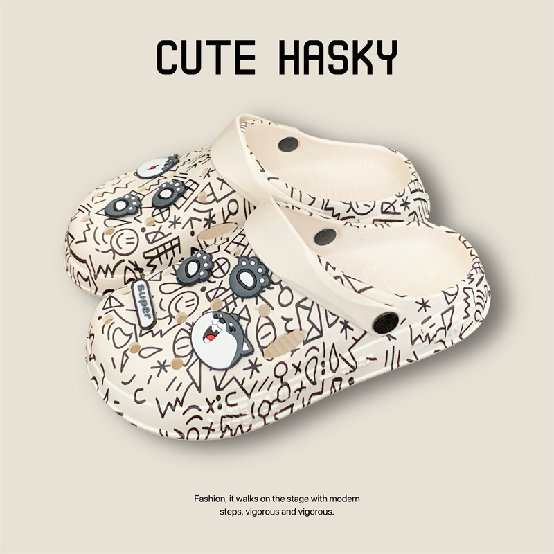 Croc Shoes Men's Summer Outer Wear Deodorant Non-Slip Thick-Soled Toe-Toe Half Slippers Outdoor Sports Beach Shoes