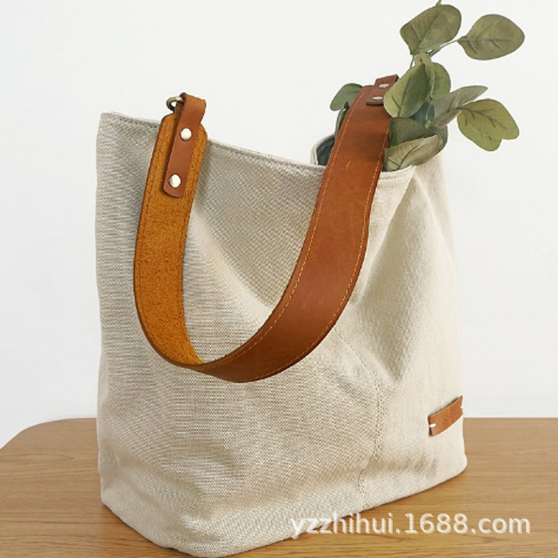 韩版休闲帆布斜挎包 大容量百搭单肩女包 学生上班族通勤包