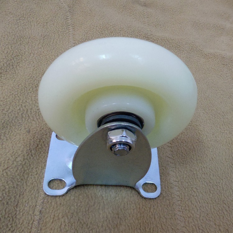 供应3寸轻型双轴承白尼龙支架3mm定向脚轮