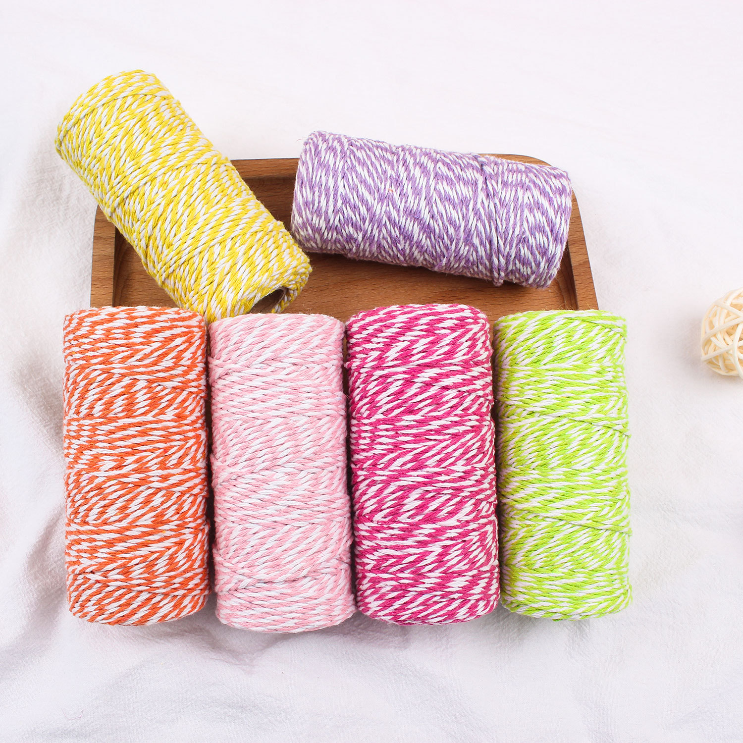 2mm双色两股棉绳圆柱 DIY手工装饰礼品礼盒包装棉绳吊牌绳100m