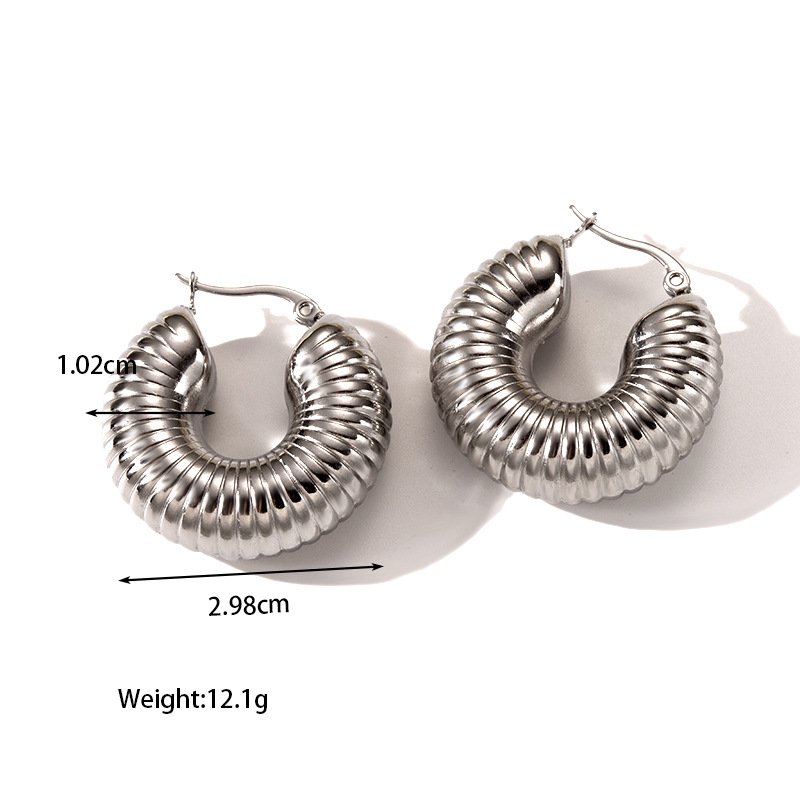8g Weight 304 Stainless Steel Ear Needle Material Hoop Earrings, Ear Studs Classification 1 Pair Quantity Holiday, Outdoor, Daily Occasion 304 Stainless Steel Material C Shape, Round, Solid Color Pattern Women's Gender Plating Design Basic, Retro, Classic Style Style 1 Pair Basic Retro Classic Style C Shape Round Solid Color Plating 304 Stainless Steel Hoop Earrings Ear Studs 5
