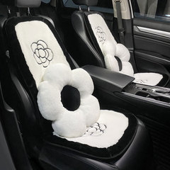 Car seat cushion winter plush warm single car seat cushion goddess camellia pattern seat cover decoration thick three-piece set
